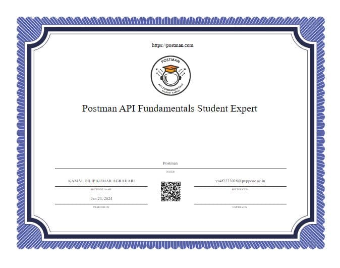 API Fundamentals Student Expert certificate