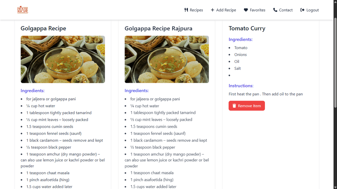 HouseRecipe: Recipe Sharing Platform preview