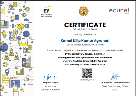 Building Morden Web using MERN Stack certificate